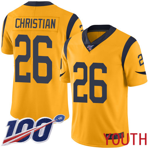 Los Angeles Rams Limited Gold Youth Marqui Christian Jersey NFL Football #26 100th Season Rush Vapor Untouchable->los angeles rams->NFL Jersey